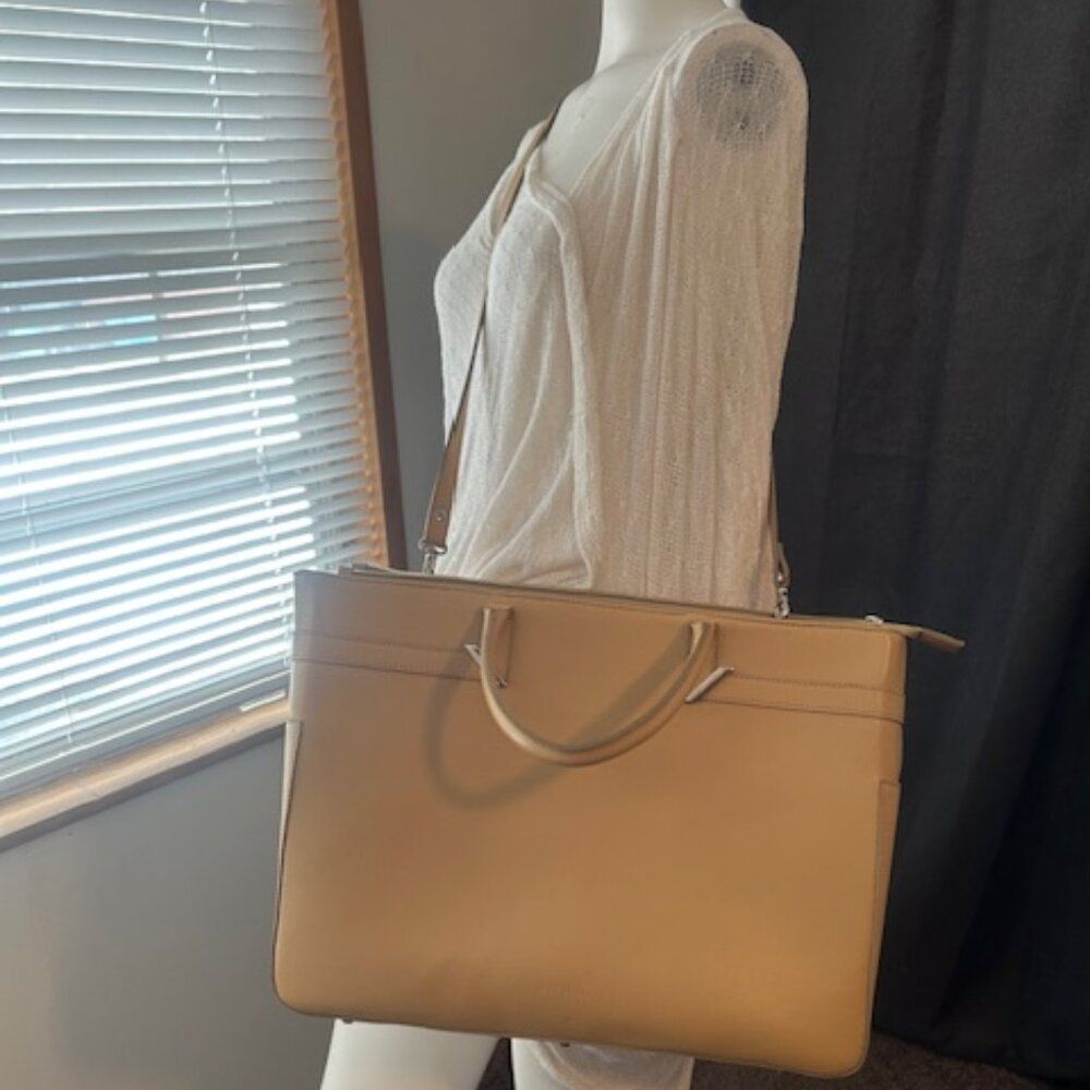 Arcadia Italian Designer Tan Leather satchel crossbody bag